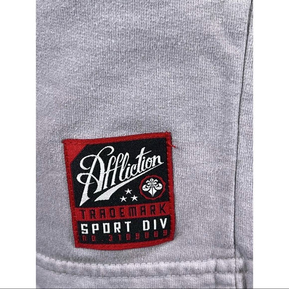 Affliction Men's Sweat short STANDARD LIMITED Heather Gray Short Biker - Picture 5 of 7